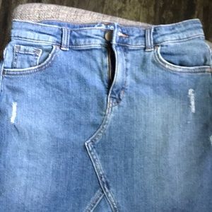 Girls 14-16 distressed denim skirt